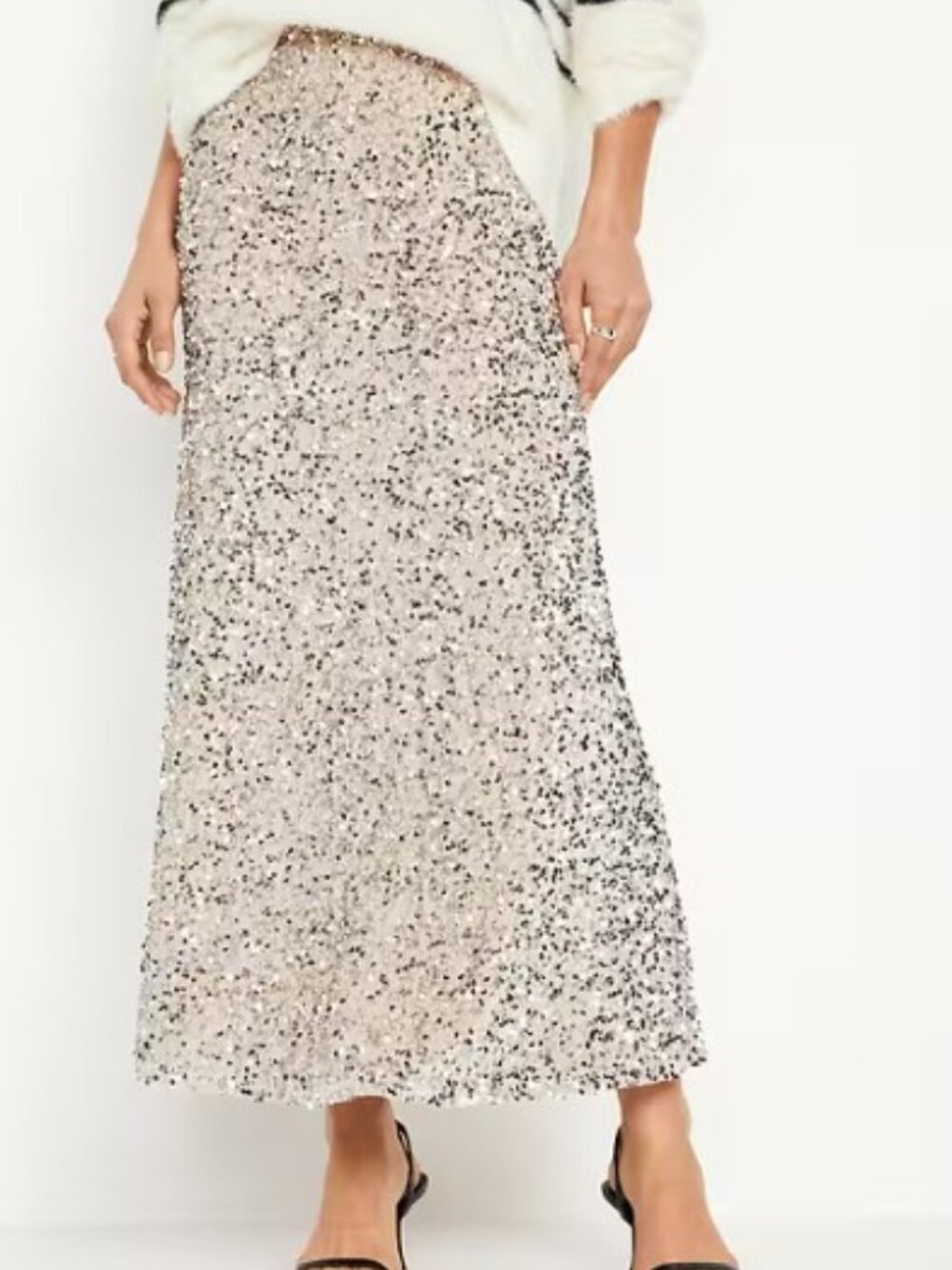 Old Navy Brand Women's size XL Sequin Maxi Skirt Elastic Waistband Party Bridal